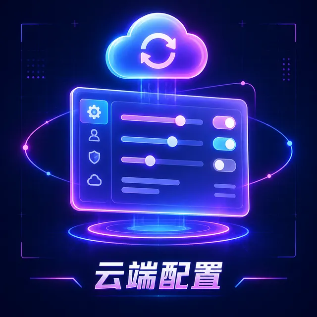 云端配置功能示意:设置面板与云同步图标